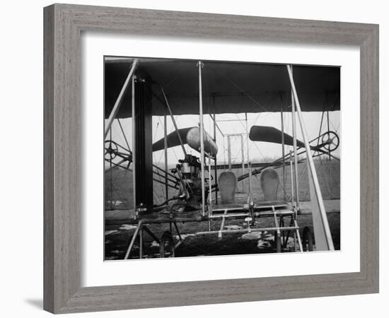 Wright Brothers Plane with Pilot and Passenger Seats Photograph - Dayton, OH-Lantern Press-Framed Art Print