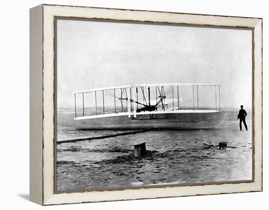 Wright Brothers Wilbur and Orville with 1903 Airplane "Kitty Hawk" on First Flight-null-Framed Premier Image Canvas