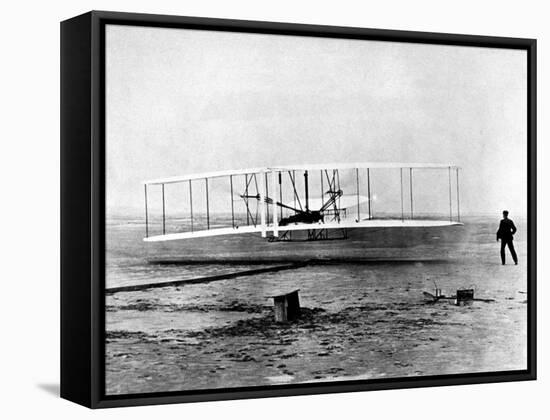 Wright Brothers Wilbur and Orville with 1903 Airplane "Kitty Hawk" on First Flight-null-Framed Premier Image Canvas