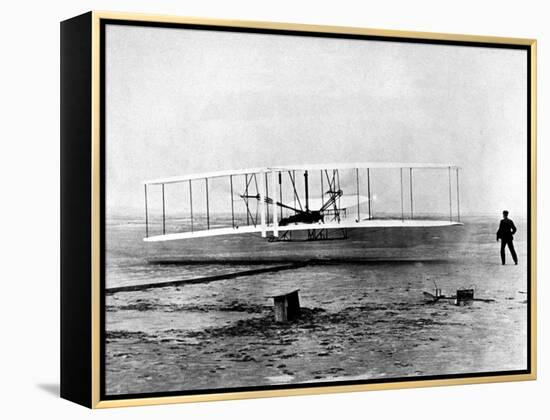 Wright Brothers Wilbur and Orville with 1903 Airplane "Kitty Hawk" on First Flight-null-Framed Premier Image Canvas