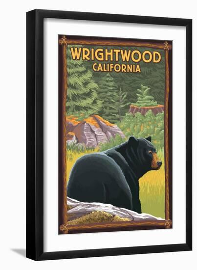 Wrightwood, California - Black Bear in Forest-Lantern Press-Framed Art Print