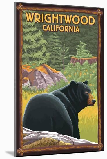 Wrightwood, California - Black Bear in Forest-Lantern Press-Mounted Art Print