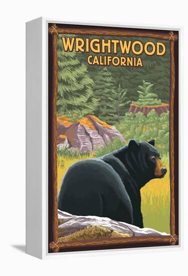 Wrightwood, California - Black Bear in Forest-Lantern Press-Framed Stretched Canvas