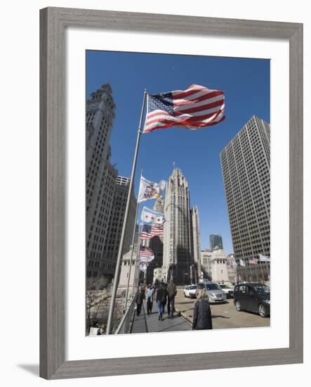 Wrigley Building on Left, Tribune Building Center, Chicago, Illinois, USA-Robert Harding-Framed Photographic Print