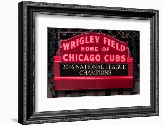 Wrigley Field Marquee Cubs Champs 2016 Front-Steve Gadomski-Framed Photographic Print