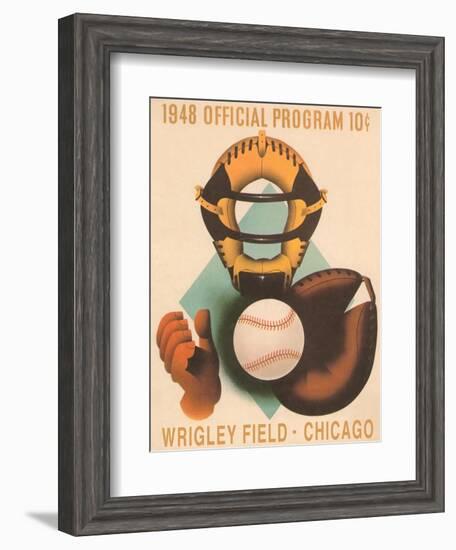 Wrigley Field Poster with Phantom Catcher-null-Framed Art Print