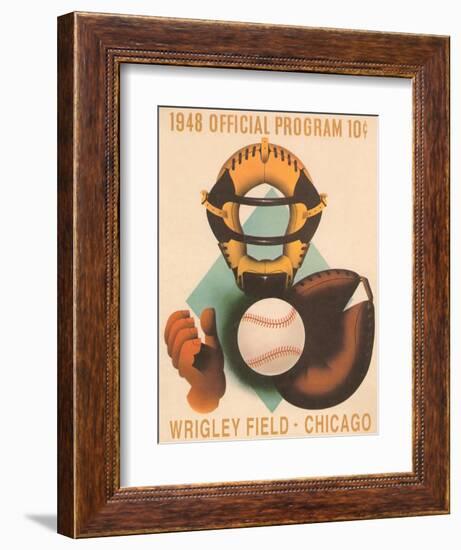 Wrigley Field Poster with Phantom Catcher-null-Framed Art Print