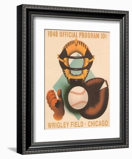 Wrigley Field Poster with Phantom Catcher-null-Framed Art Print