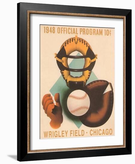 Wrigley Field Poster with Phantom Catcher-null-Framed Premium Giclee Print