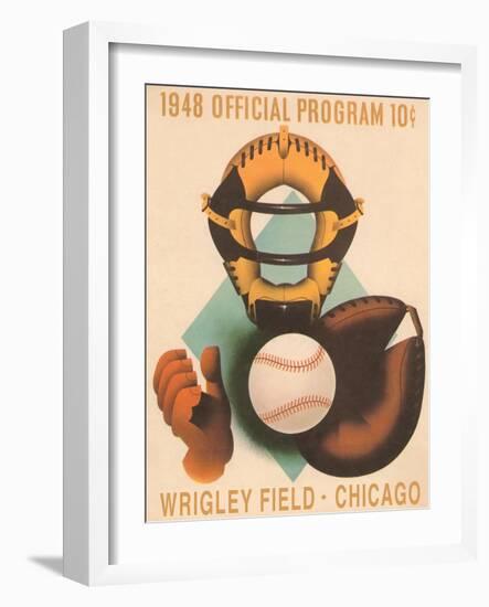 Wrigley Field Poster with Phantom Catcher-null-Framed Premium Giclee Print