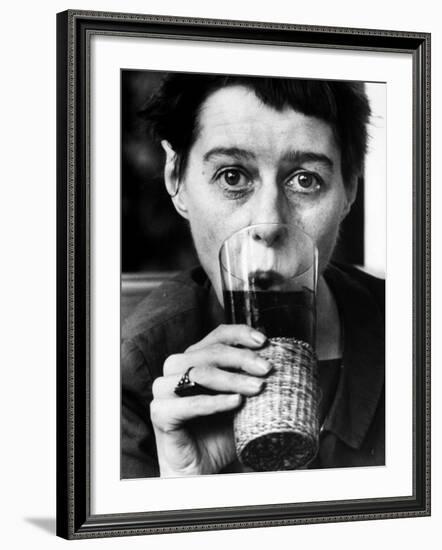 Writer Carson Mccullers Having a Drink-Leonard Mccombe-Framed Premium Photographic Print