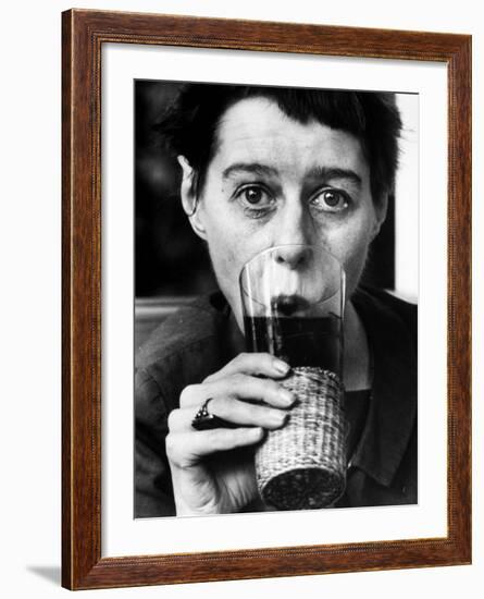 Writer Carson Mccullers Having a Drink-Leonard Mccombe-Framed Premium Photographic Print