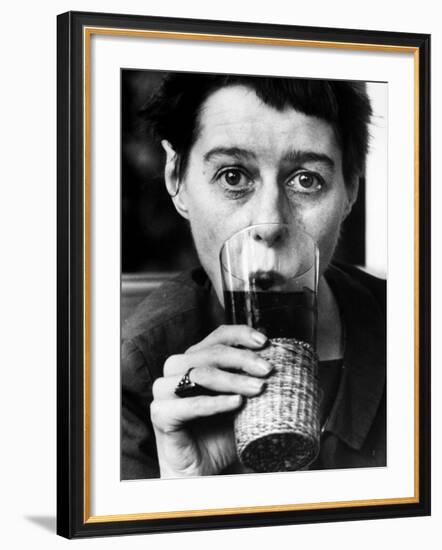 Writer Carson Mccullers Having a Drink-Leonard Mccombe-Framed Premium Photographic Print