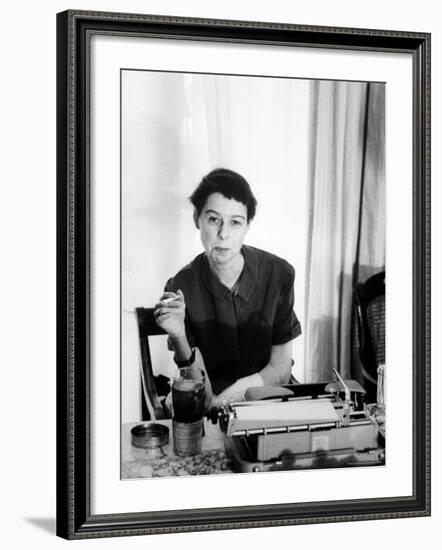 Writer Carson McCullers Sitting at Typewriter-Leonard Mccombe-Framed Premium Photographic Print