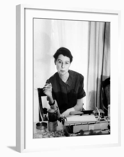 Writer Carson McCullers Sitting at Typewriter-Leonard Mccombe-Framed Premium Photographic Print