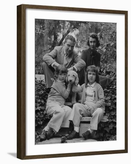 Writer Ogden Nash with His Wife and Daughters and their Pet Terrier-Rex Hardy Jr.-Framed Premium Photographic Print