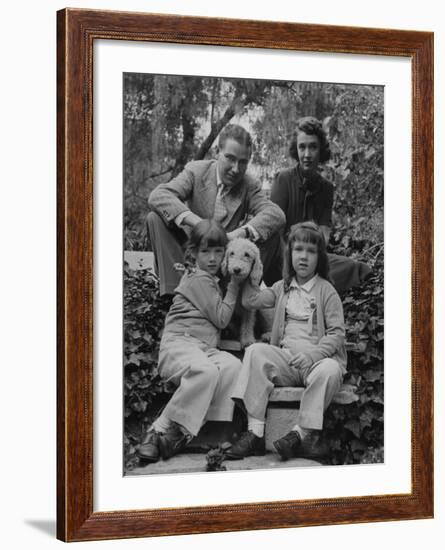 Writer Ogden Nash with His Wife and Daughters and their Pet Terrier-Rex Hardy Jr.-Framed Premium Photographic Print