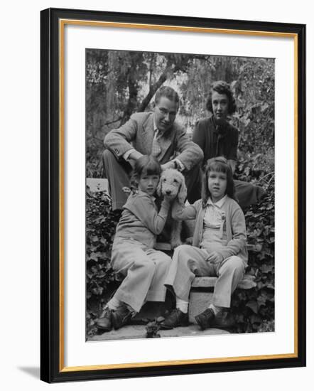 Writer Ogden Nash with His Wife and Daughters and their Pet Terrier-Rex Hardy Jr.-Framed Premium Photographic Print