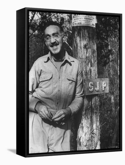 Writer S.J. Perelman at His Farm-Carl Mydans-Framed Premier Image Canvas