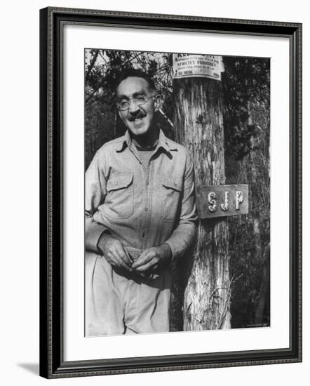 Writer S.J. Perelman at His Farm-Carl Mydans-Framed Premium Photographic Print