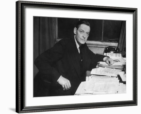 Writer T. S. Eliot Working at His Desk-Bob Landry-Framed Premium Photographic Print