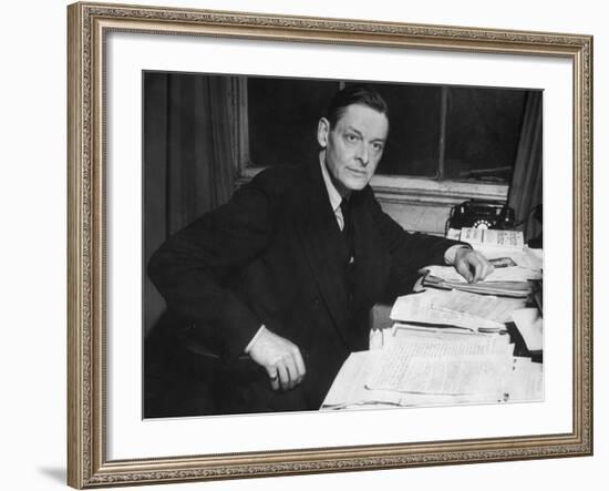 Writer T. S. Eliot Working at His Desk-Bob Landry-Framed Premium Photographic Print