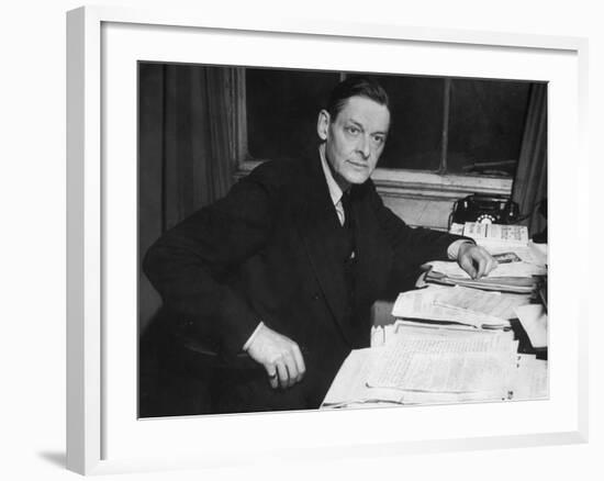 Writer T. S. Eliot Working at His Desk-Bob Landry-Framed Premium Photographic Print