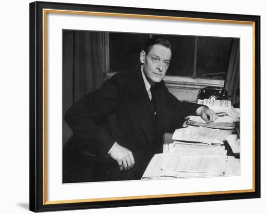 Writer T. S. Eliot Working at His Desk-Bob Landry-Framed Premium Photographic Print