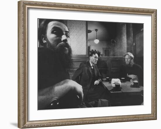 Writer William S. Burroughs in Cafe with Others-Loomis Dean-Framed Premium Photographic Print