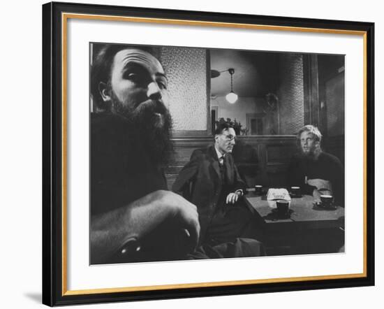 Writer William S. Burroughs in Cafe with Others-Loomis Dean-Framed Premium Photographic Print