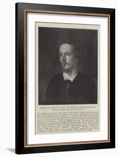 Writers of the Day, Mr Algernon Charles Swinburne-George Frederick Watts-Framed Giclee Print