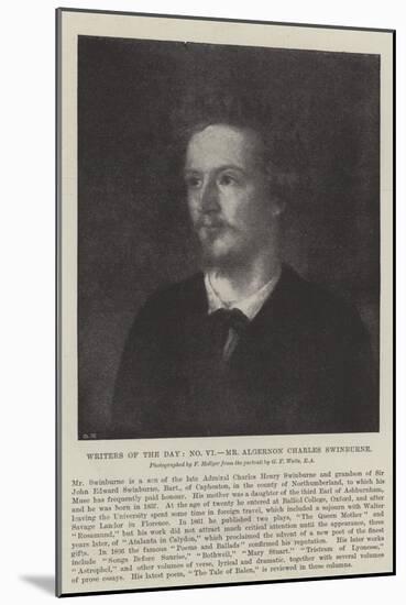 Writers of the Day, Mr Algernon Charles Swinburne-George Frederick Watts-Mounted Giclee Print