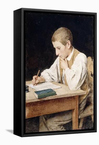 Writing Boy, 1902-Albert Anker-Framed Premier Image Canvas