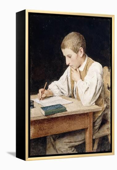 Writing Boy, 1902-Albert Anker-Framed Premier Image Canvas