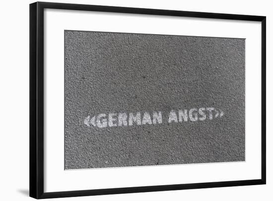 Writing 'German Angst' on a Footpath, Hamburg, Germany-Axel Schmies-Framed Photographic Print