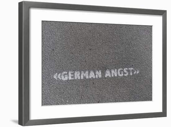 Writing 'German Angst' on a Footpath, Hamburg, Germany-Axel Schmies-Framed Photographic Print