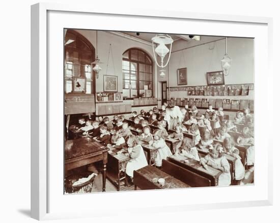 Writing Lesson, Hugh Myddelton School, Finsbury, London, 1906-null-Framed Photographic Print