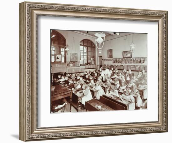 Writing Lesson, Hugh Myddelton School, Finsbury, London, 1906-null-Framed Photographic Print