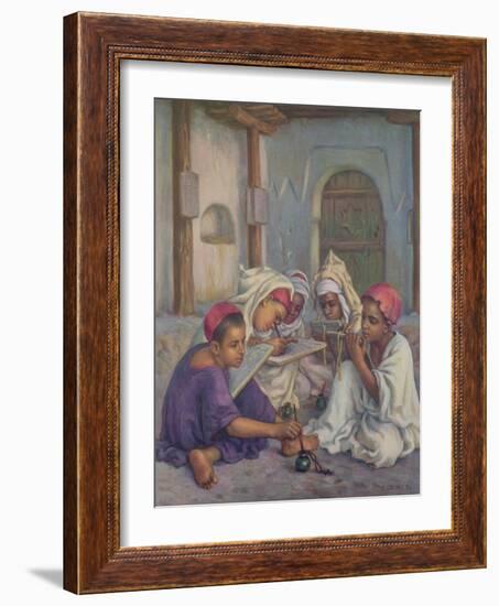 Writing Lesson in a Koranic School in an Algerian Village, 1918-Etienne Alphonse Dinet-Framed Giclee Print