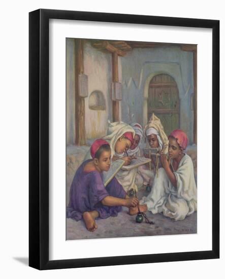 Writing Lesson in a Koranic School in an Algerian Village, 1918-Etienne Alphonse Dinet-Framed Giclee Print