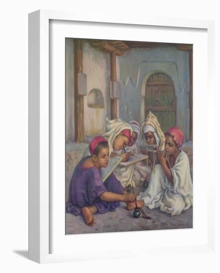 Writing Lesson in a Koranic School in an Algerian Village, 1918-Etienne Alphonse Dinet-Framed Giclee Print