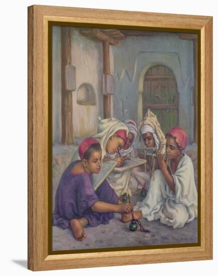 Writing Lesson in a Koranic School in an Algerian Village, 1918-Etienne Alphonse Dinet-Framed Premier Image Canvas