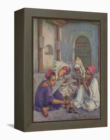 Writing Lesson in a Koranic School in an Algerian Village, 1918-Etienne Alphonse Dinet-Framed Premier Image Canvas