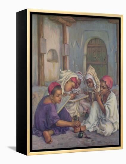 Writing Lesson in a Koranic School in an Algerian Village, 1918-Etienne Alphonse Dinet-Framed Premier Image Canvas