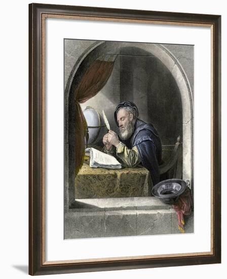 Writing Master Using a Quill Pen-null-Framed Giclee Print