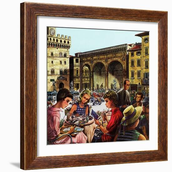 "Writing Postcards Home," June 30, 1962-Constantin Alajalov-Framed Giclee Print