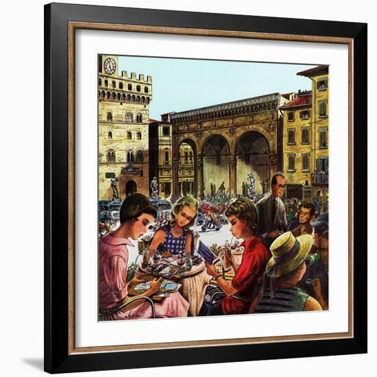 "Writing Postcards Home," June 30, 1962-Constantin Alajalov-Framed Giclee Print