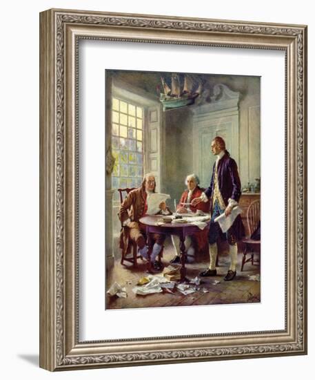 Writing the Declaration of Independence, 1776-Jean Leon Gerome Ferris-Framed Art Print