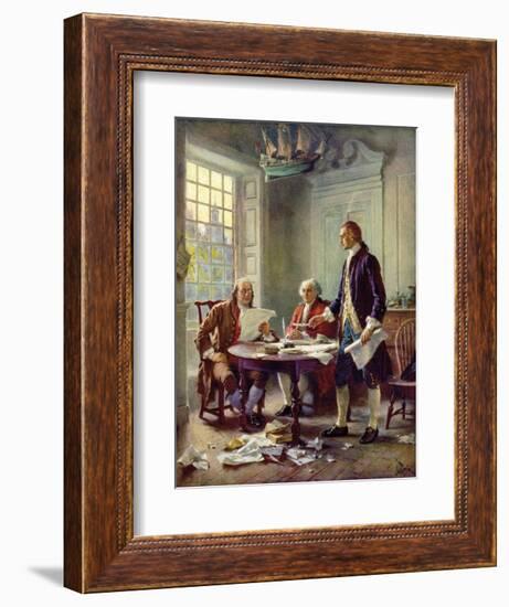Writing the Declaration of Independence, 1776-Jean Leon Gerome Ferris-Framed Art Print