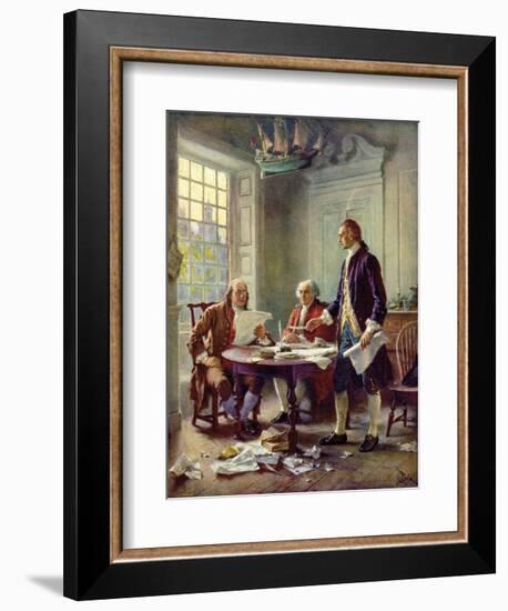 Writing the Declaration of Independence, 1776-Jean Leon Gerome Ferris-Framed Art Print